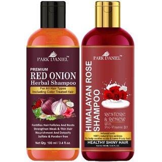 Park Daniel Red Onion Shampoo & Himalaya Rose Shampoo Combo Pack Of 2 bottle of 100 ml(200 ml) Park Daniel Red Onion Shampoo & Himalaya Rose Shampoo Combo Pack Of 2 bottle of 100 ml(200 ml)