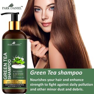                       Park Daniel 100% Natural Green Tea Shampoo -For Damage Hair Control Combo Pack 3 Bottle of 200 ml(600 ml)                                              