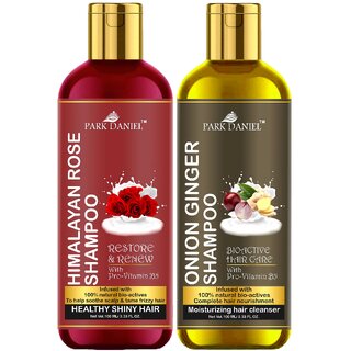                       Park Daniel Premium Pure and Natural Himalaya Rose Shampoo & Onion Ginger Shampoo Combo Pack Of 2 bottle of 100 ml(200 ml)                                              