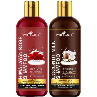 Park Daniel Premium Pure and Natural Himalaya Rose Shampoo & Coconut Milk Shampoo Combo Pack Of 2 bottle of 100 ml(200 ml) Park Daniel Premium Pure and Natural Himalaya Rose Shampoo & Coconut Milk Shampoo Combo Pack Of 2 bottle of 100 ml(200 ml)