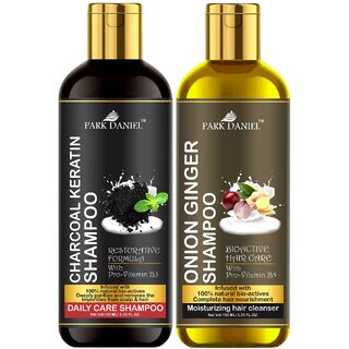 Park Daniel Premium Pure and Natural Charcoal Keratin Shampoo & Onion Ginger Shampoo Combo Pack Of 2 bottle of 100 ml(200 ml) Park Daniel Premium Pure and Natural Charcoal Keratin Shampoo & Onion Ginger Shampoo Combo Pack Of 2 bottle of 100 ml(200 ml)