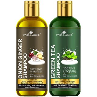Park Daniel Premium Pure and Natural Onion Ginger & Green Tea Shampoo Combo Pack Of 2 bottle of 100 ml(200 ml) Park Daniel Premium Pure and Natural Onion Ginger & Green Tea Shampoo Combo Pack Of 2 bottle of 100 ml(200 ml)