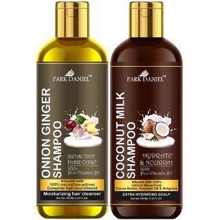                       Park Daniel Premium Pure and Natural Onion Ginger & Coconut Milk Shampoo Combo Pack Of 2 bottle of 100 ml(200 ml)                                              