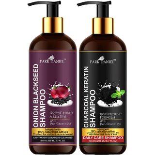 Park Daniel Premium Pure and Natural Onion Blackseed Shampoo & Charcoal Keratin Shampoo Combo Pack Of 2 bottle of 200 ml(400 ml) Park Daniel Premium Pure and Natural Onion Blackseed Shampoo & Charcoal Keratin Shampoo Combo Pack Of 2 bottle of 200 ml(400 ml)