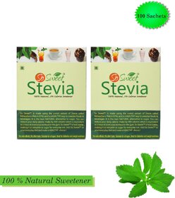 So Sweet Stevia Sachets Sugar Free Natural Sweetener Zero Calorie 50 Sachets Each (Pack of 2)