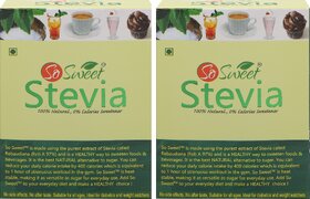 So Sweet Stevia Sachets Sugar Free Natural Sweetener Zero Calorie 50 Sachets Each (Pack of 2)