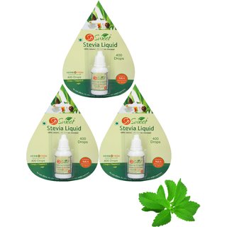 So Sweet Stevia Liquid Sugar Free Natural Sweetener Zero Calorie 1200 Drops (Pack of 3)