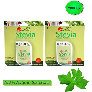 So Sweet Stevia Tablets Sugar Free Natural Sweetener Zero Calorie (Pack of 2) 100 Tablets