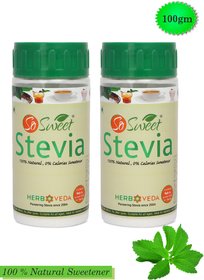 So Sweet Stevia Powder Sugar Free Natural Sweetener Zero Calorie (Pack of 2) 100gm Each
