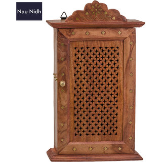 NAU NIDH ENTERPRISES Handicraft Wooden Key Holder Hanger Box Jali Design Wall Hangar