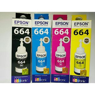 Epson 664 Black + Tri Color Combo Pack Ink Bottle ()