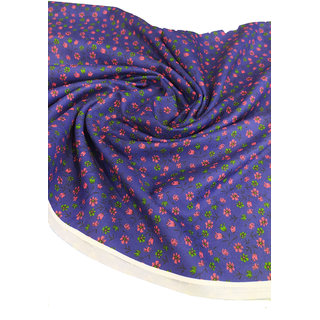 Printed Cotton Unstitched Fabric for Women  Blue  3 Meters  for Making Kurta  Material