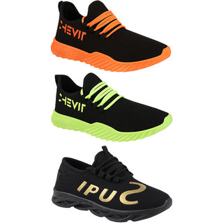 Chevit Combo Pack of 3 Sports Walking Shoes For Men (Multicolor)