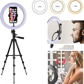 LED Selfie Ring Light with 3120 tripod for Live Stream/Makeup/YouTube Video, Dimmable Beauty Ringlight