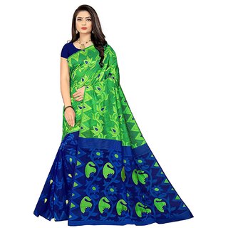                       Greeva LifeStyle Soft Poly Cotton Silk Saree With Blouse                                              