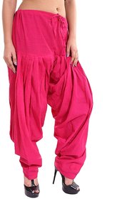 Cotoncroton Creations Women's Cotton Dark Pink (Rani) Semi Patiala Salwar