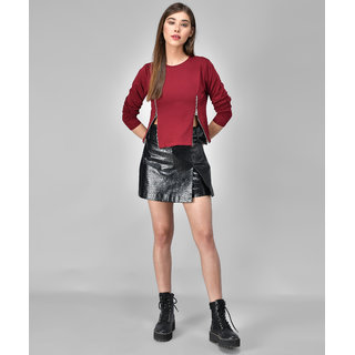                       RAABTA  fASHION MAROON TOP ROUND NECK FULLSELVES                                              