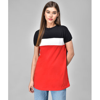 Raabta Fashion White Orange Black Top Round Neck Raabta Fashion White Orange Black Top Round Neck