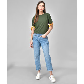                       Raabta Fashion Grey Colour Top Half Sleeve Round Neck                                              