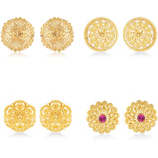                       Vighnaharta Sizzling Graceful Alloy Gold Plated Stud Earring Combo set For Women and Girls                                              