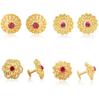                       Vighnaharta Sizzling Charming Alloy Gold Plated Stud Earring Combo set For Women and Girls                                              