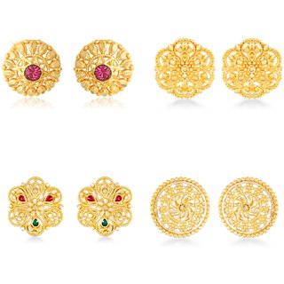                       Vighnaharta Allure Charming Alloy Gold Plated Stud Earring Combo set For Women and Girls                                              