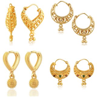                      Vighnaharta Allure Charming Alloy Gold Plated Bali Earring Combo set For Women and Girls                                              