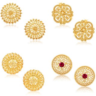 Vighnaharta Sizzling Chunky Alloy Gold Plated Stud Earring Combo set For Women and Girls Vighnaharta Sizzling Chunky Alloy Gold Plated Stud Earring Combo set For Women and Girls