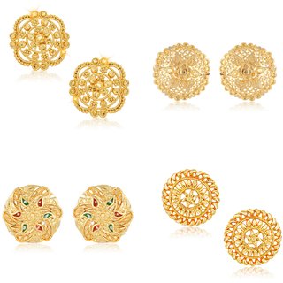 Vighnaharta Sizzling Chunky Alloy Gold Plated Stud Earring Combo set For Women and Girls Vighnaharta Sizzling Chunky Alloy Gold Plated Stud Earring Combo set For Women and Girls