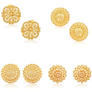 Vighnaharta Sizzling Chunky Alloy Gold Plated Stud Earring Combo set For Women and Girls Vighnaharta Sizzling Chunky Alloy Gold Plated Stud Earring Combo set For Women and Girls