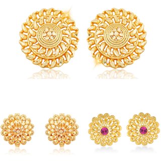 Sizzling Charming Alloy Gold Plated Stud Earring Combo set For Women and Girls Sizzling Charming Alloy Gold Plated Stud Earring Combo set For Women and Girls
