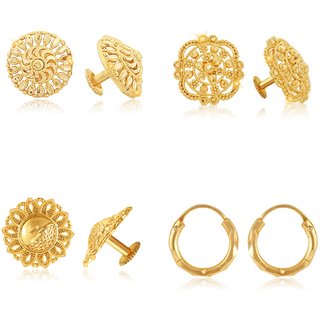                       Vighnaharta Sizzling Fancy Alloy Gold Plated Stud Earring Combo set For Women and Girls                                              