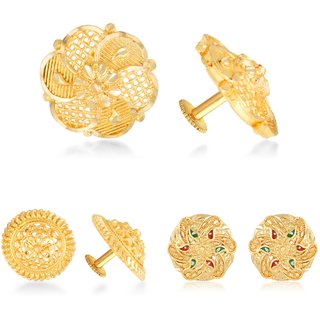 Allure Graceful Alloy Gold Plated Stud Earring Combo set For Women and Girls Allure Graceful Alloy Gold Plated Stud Earring Combo set For Women and Girls