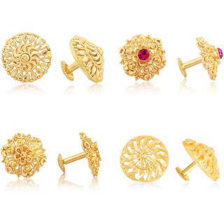                       Vighnaharta Sizzling Fancy Alloy Gold Plated Stud Earring Combo set For Women and Girls                                              