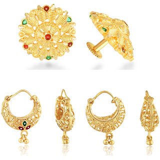 Allure Graceful Alloy Gold Plated Stud and Chandbali Earring Combo set For Women and Girls Allure Graceful Alloy Gold Plated Stud and Chandbali Earring Combo set For Women and Girls