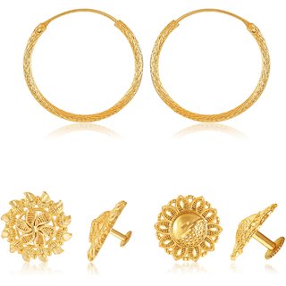 Shimmering Bejeweled Alloy Gold Plated Stud Earring Combo set For Women and Girls Shimmering Bejeweled Alloy Gold Plated Stud Earring Combo set For Women and Girls