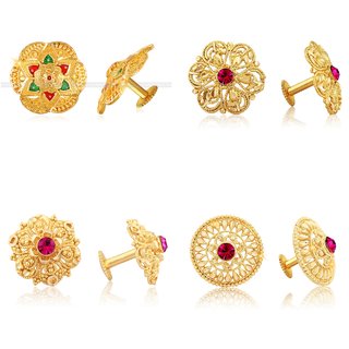                       Vighnaharta Sizzling Charming Alloy Gold Plated Stud Earring Combo set For Women and Girls                                              