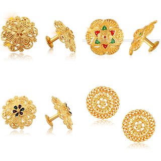 Vighnaharta Shimmering Bejeweled Alloy Gold Plated Stud Earring Combo set For Women and Girls Vighnaharta Shimmering Bejeweled Alloy Gold Plated Stud Earring Combo set For Women and Girls