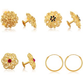                       Vighnaharta Shimmering Bejeweled Alloy Gold Plated Stud Earring Combo set For Women and Girls                                              