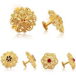                      Sizzling Graceful Alloy Gold Plated Stud Earring Combo set For Women and Girls                                              