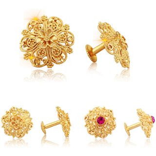                       Twinkling Charming Alloy Gold Plated Stud Earring Combo set For Women and Girls                                              