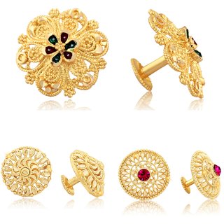                       Twinkling Charming Alloy Gold Plated Stud Earring Combo set For Women and Girls                                              