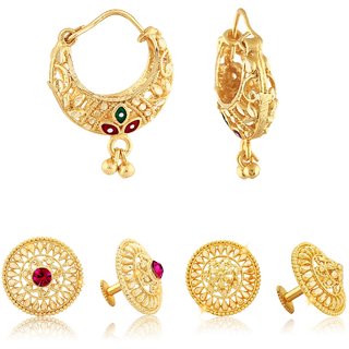 Allure Charming Alloy Gold Plated Stud and Chandbali Earring Combo set For Women and Girls Allure Charming Alloy Gold Plated Stud and Chandbali Earring Combo set For Women and Girls