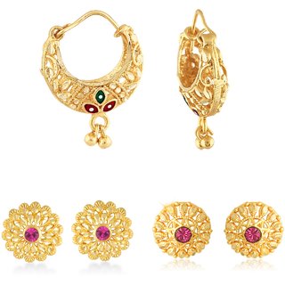 Allure Charming Alloy Gold Plated Stud and Chandbali Earring Combo set For Women and Girls Allure Charming Alloy Gold Plated Stud and Chandbali Earring Combo set For Women and Girls