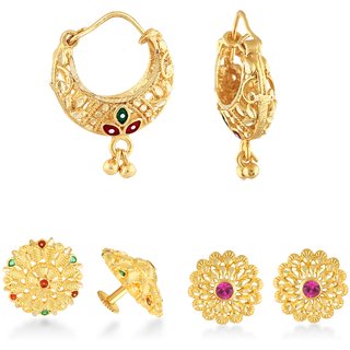 Allure Charming Alloy Gold Plated Stud and Chandbali Earring Combo set For Women and Girls Allure Charming Alloy Gold Plated Stud and Chandbali Earring Combo set For Women and Girls