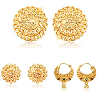 Buy Sizzling Chunky Alloy Gold Plated Stud Earring Combo set For