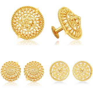                       Sizzling Fancy Alloy Gold Plated Stud Earring Combo set For Women and Girls                                              