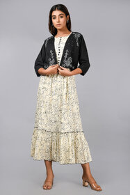 Women pritned Cotton Dress with jacket