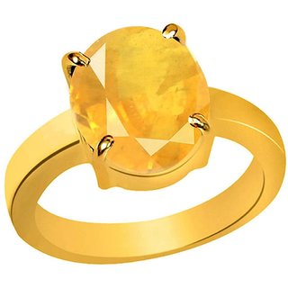                       RS JEWELLERS Gemstones 5.29 Ratti Natural Certified YELLOW SAPPHIRE Gemstone Panchdhatu Ring , Birthstone Astrology                                              