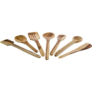                       NAU NIDH ENTERPRISES Handmade Wooden Non-Stick Serving and Cooking Spoon. Wooden Serving Spoon Set                                              